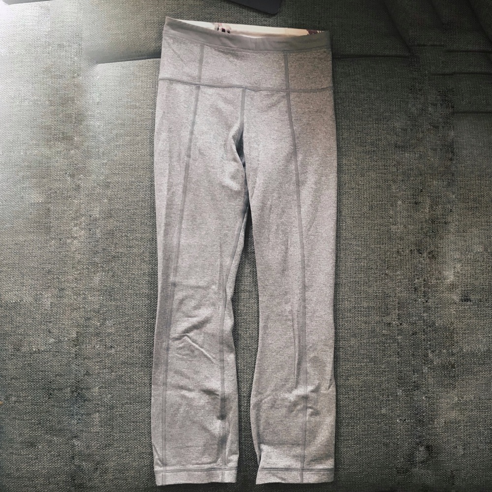 Lululemon Grey Capris Legging with Floral Detail